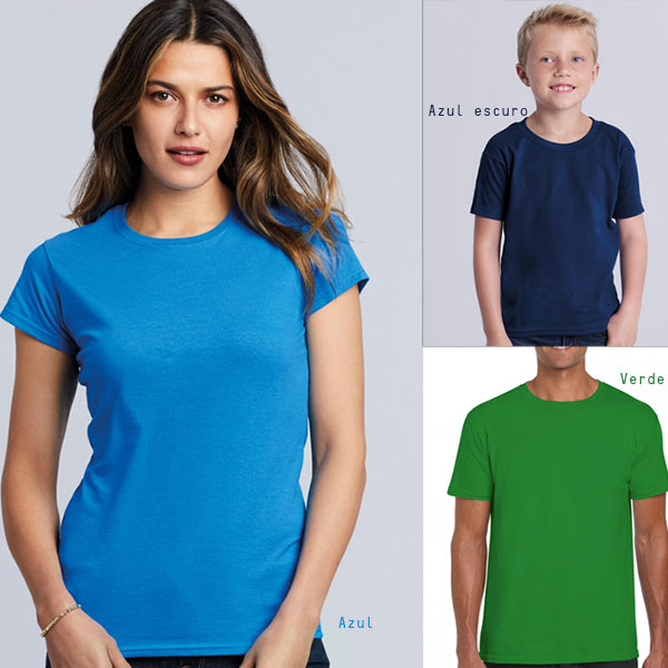 T-shirt algodão 150g ring-spun (Homem/Mulher/Criança) azul escuro azul verde
