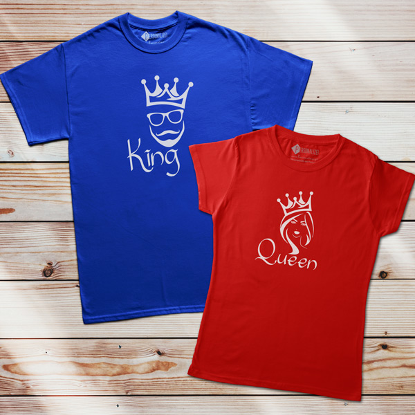 T-shirt King e Queen homem e mulher unisex