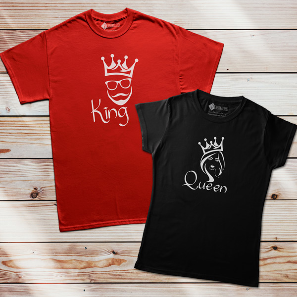 T-shirt King e Queen homem e mulher para casal