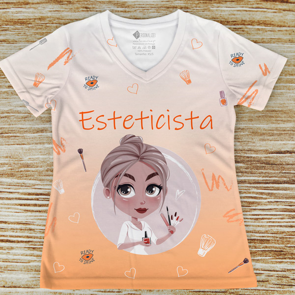 T-shirt Esteticista profissão/curso laranja