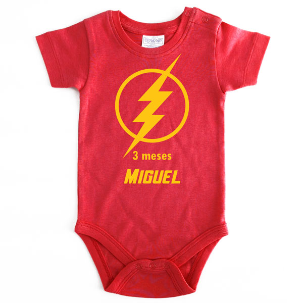 Body Bebé Super-Heróis Mesversário flash