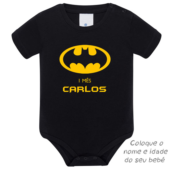 Body Bebé Batman Mesversário personalizado preto