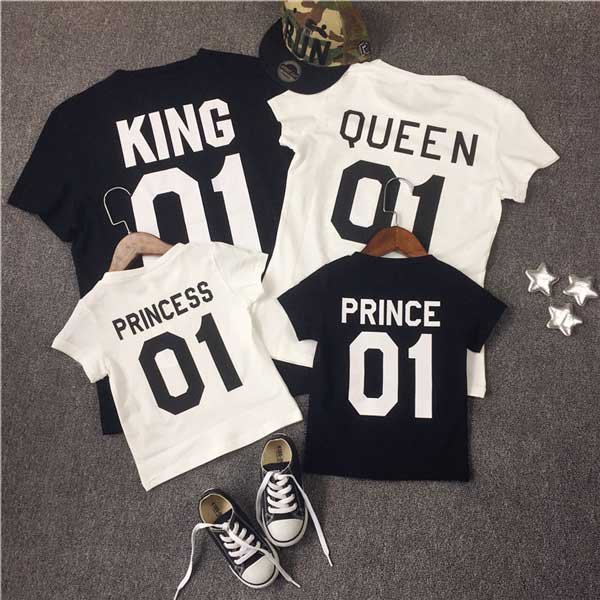 T-shirt King Queen Prince Princess Conjunto Família - Personalizei