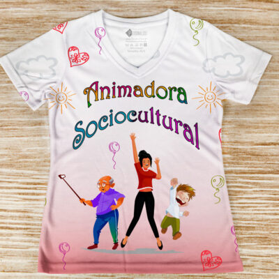 T-shirt Animadora Sociocultural profissão/curso foto real