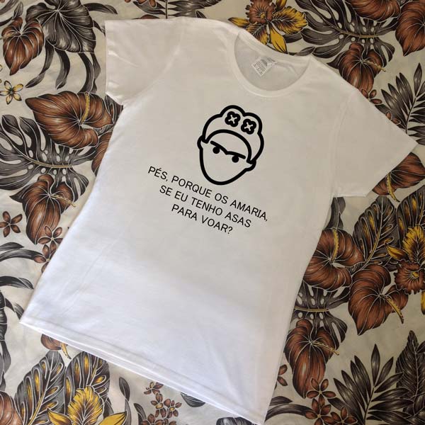 T-shirt Frida Kahlo Asas para voar. Branca
