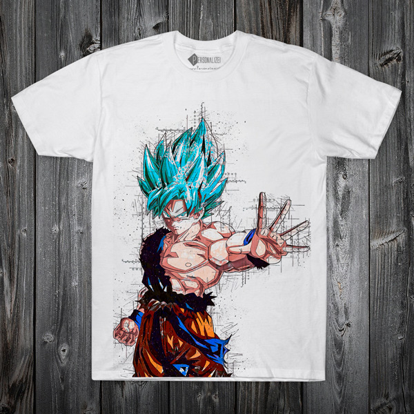 T-shirt Son Goku Super Saiyajin Blue frente