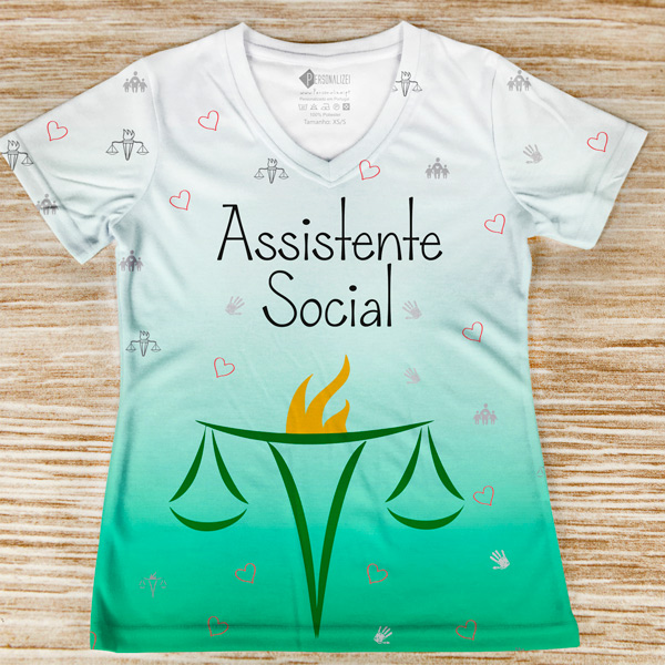 T-shirt Assistente Social profissão camiseta