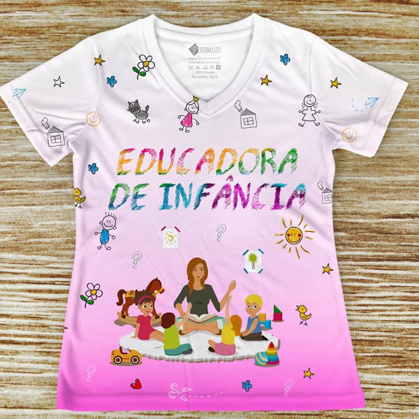 T-shirt Educadora de Infância profissão/curso rosa