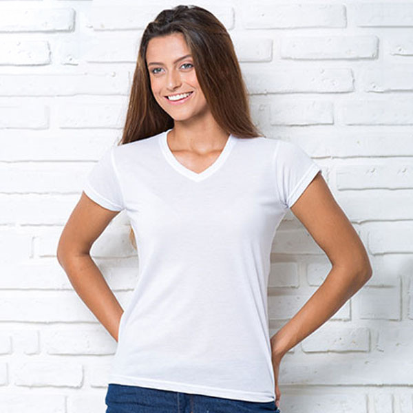T-shirt Gola V 100% poliéster 190g mulher para sublimação