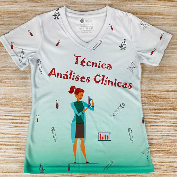 T-shirt Técnica Análises Clínicas profissão/curso verde