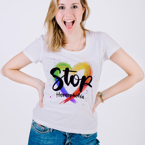 T-shirt Stop Homophobia Homem/Mulher orgulho gay