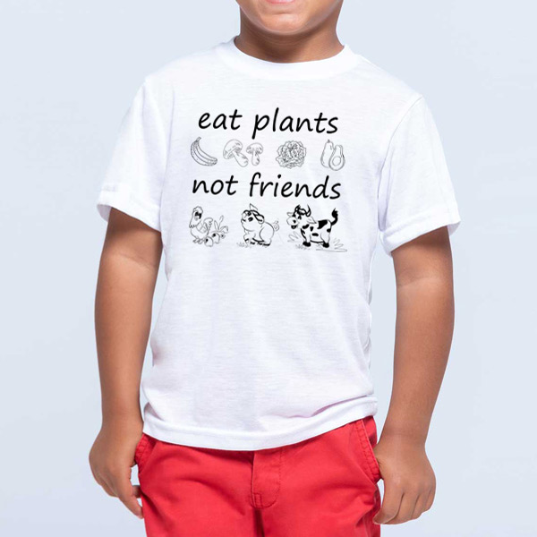T-shirt Eat plants not friends para criança