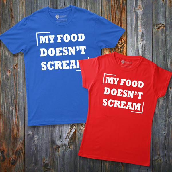 T-shirt My Food Doesn´t Scream homem mulher criança camiseta