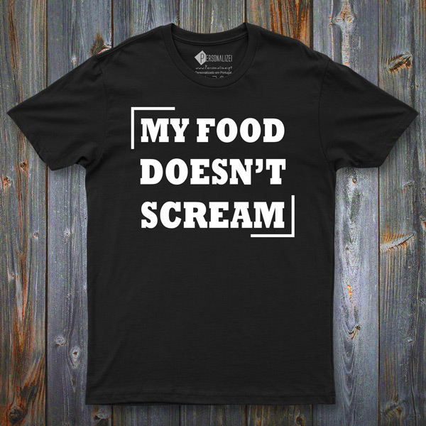 T-shirt My Food Doesn´t Scream preta comprar em portugal
