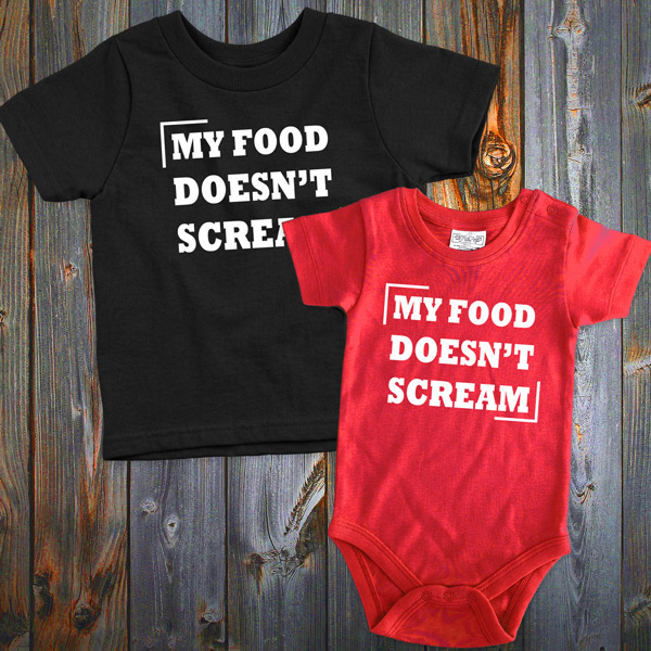 T-shirt My Food Doesn´t Scream para crianças