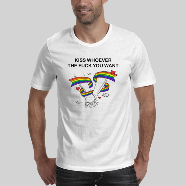 T-shirt Kiss Whoever You Want Homem/Mulher t-shirt orgulho gay