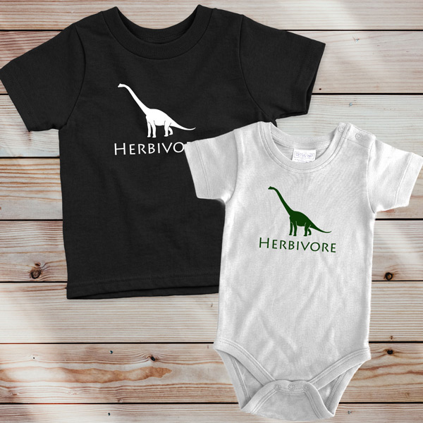 T-shirt Herbivore Dinosaur Vegan Homem/Mulher/Criança vegetarianos