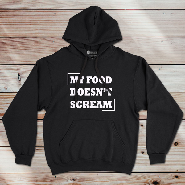 Sweatshirt com capuz My Food Doesn´t Scream preto