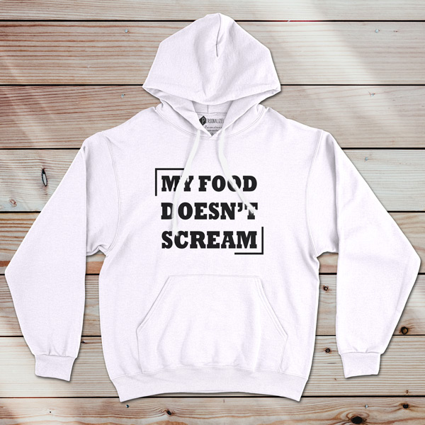 Sweatshirt com capuz My Food Doesn´t Scream branco