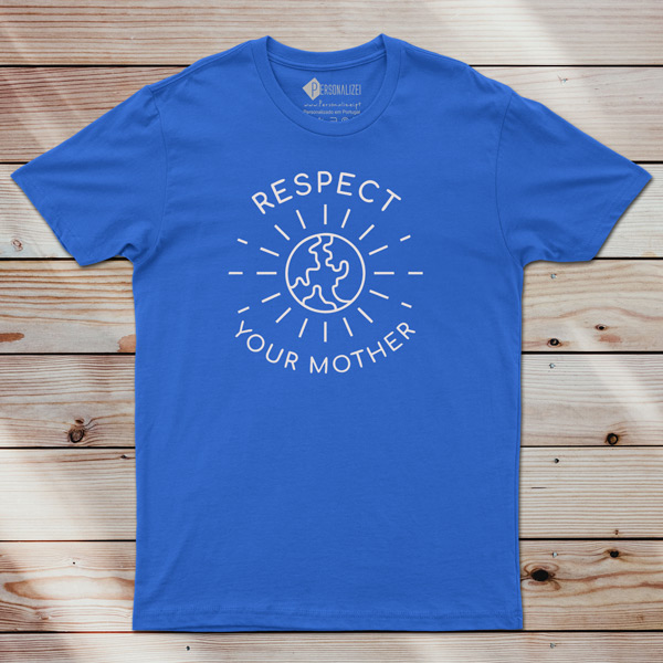 T-shirt Respect Your Mother Earth azul