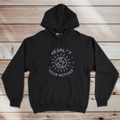 Sweatshirt com capuz Respect Your Mother Earth preto