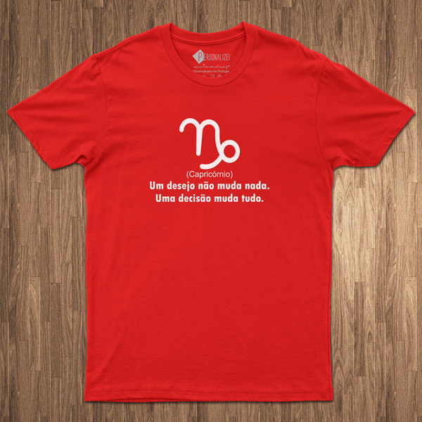 T-shirt Signo Capricórnio frase Um desejo não... vermelha