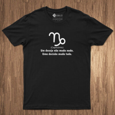 T-shirt Signo Capricórnio frase Um desejo não... comprar