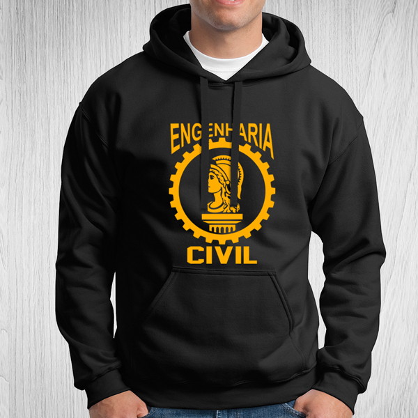 Sweatshirt com capuz Engenharia Civil Curso/Profissão moletom preto