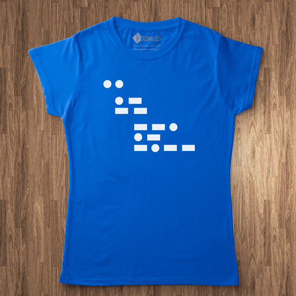 T-shirt I am gay em Código Morse azul