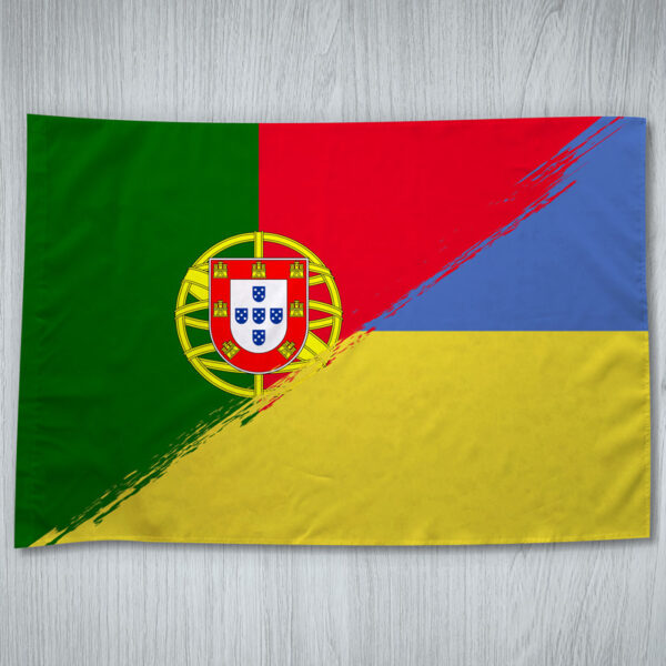 Bandeira Portugal e Ucrânia mesclada 70x100cm comprar em Portugal