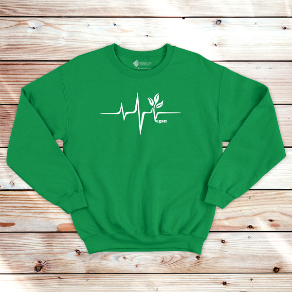 Vegan heartbeat Sweatshirt unisex verde