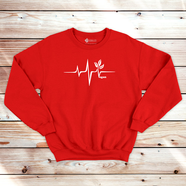 Vegan heartbeat Sweatshirt unisex vermelho
