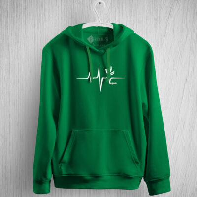 Sweatshirt com capuz Vegan heartbeat verde