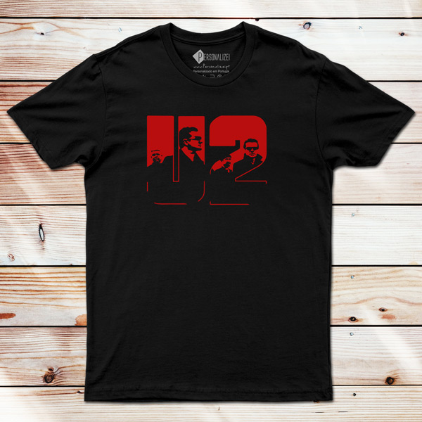 T-shirt U2 banda preto vermelho