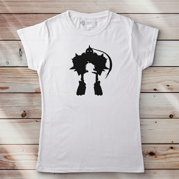 Edward e Alphonse T-shirt Fullmetal Alchemist camiseta feminina