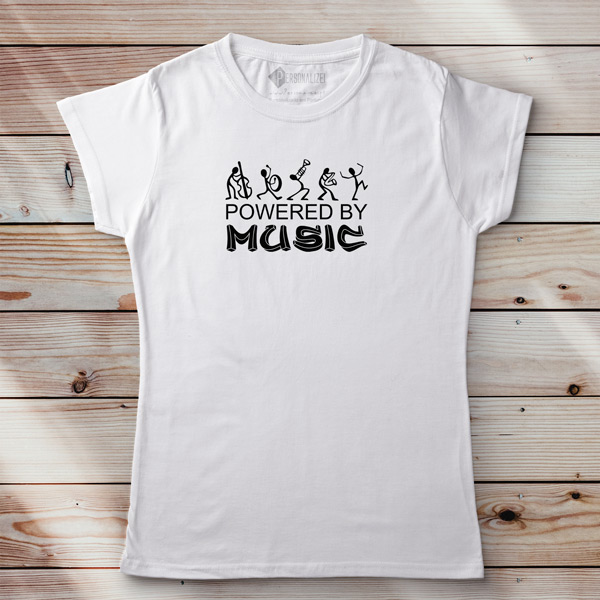 T-shirt Powered By Music branca