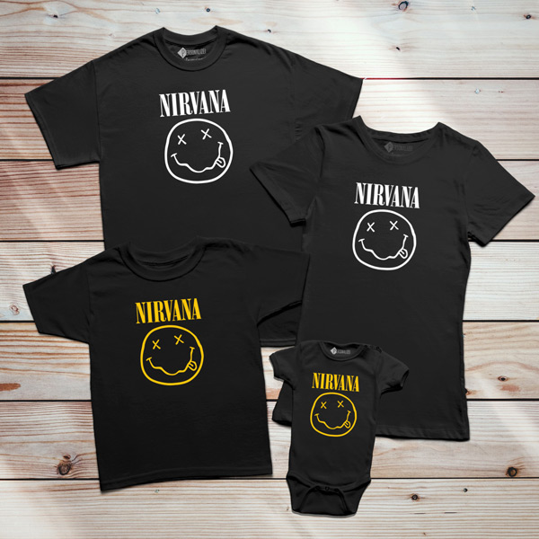 T-shirt Nirvana banda conjunto família