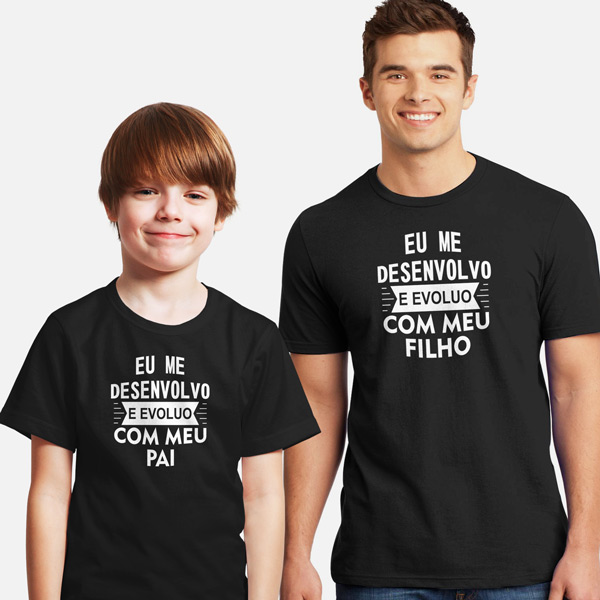 T-shirt Eu me desenvolvo e evoluo conjunto pai e filho(a) comprar