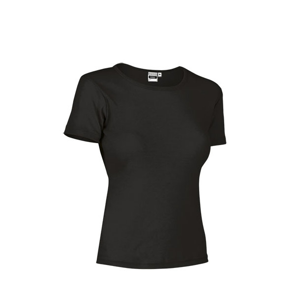 T-shirt malha canelada 50% poliéster 50% Algodão 200g mulher preta