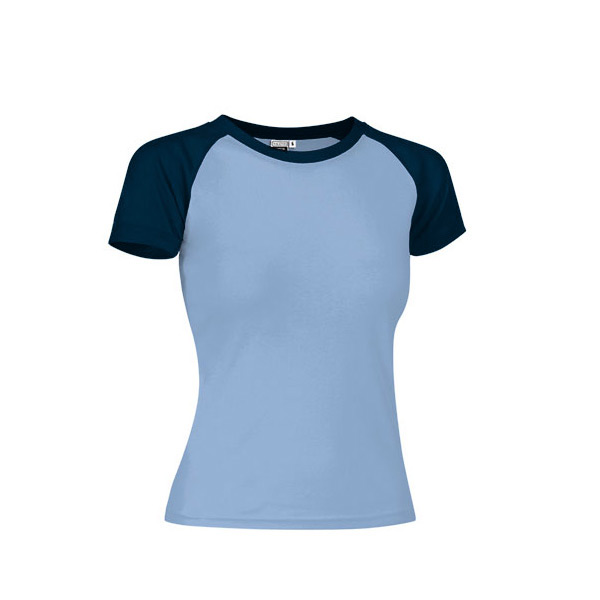 T-shirt Raglan malha canelada 200g em 2 cores mulher azul