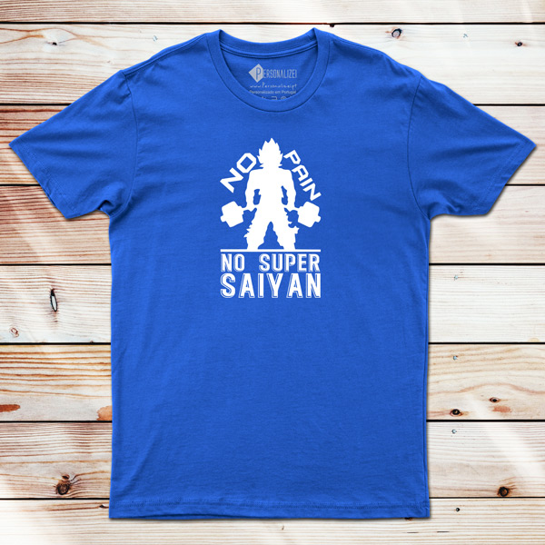 No Pain No Super Saiyan T-shirt DBZ azul