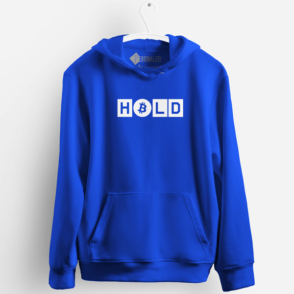 HOLD BTC Sweatshirt com capuz Bitcoin azul