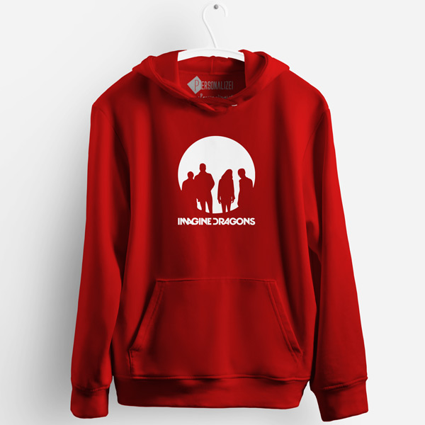 Imagine Dragons Sweatshirt com capuz vermelho roupa de frio
