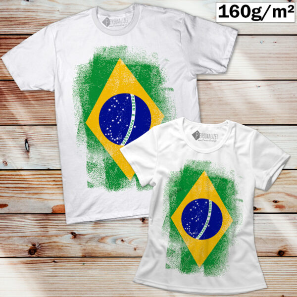 T-shirt Brasil manga curta adulto criança mulher