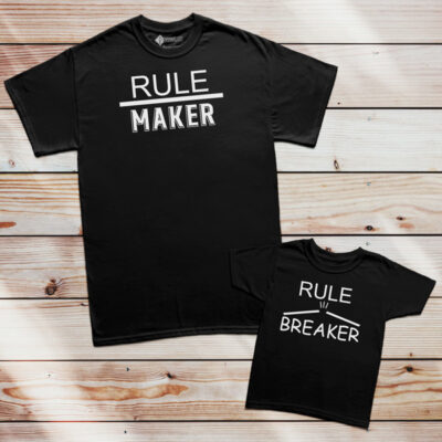 T-shirts Rule Maker Rule Breaker conjunto pais e filhos