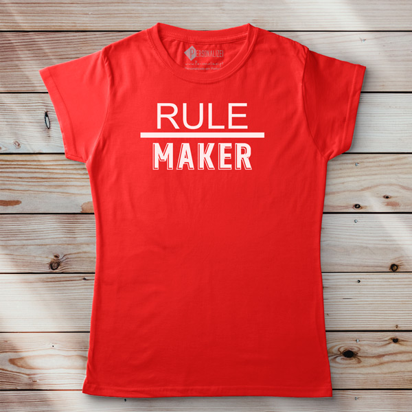 T-shirts Rule Maker Rule Breaker conjunto pais e filhos vermelha