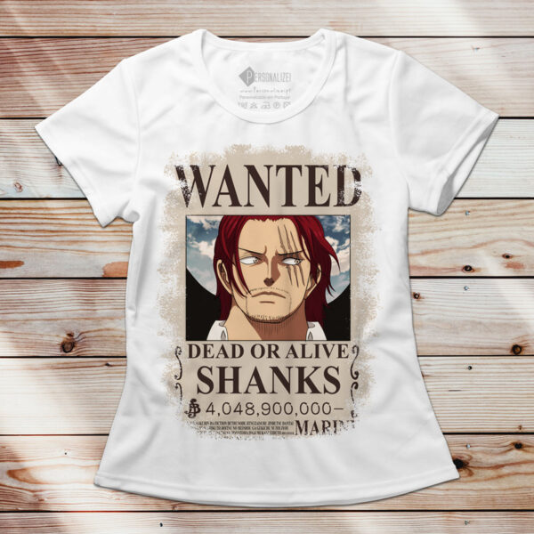 T-shirt Shanks O Ruivo Wanted feminina