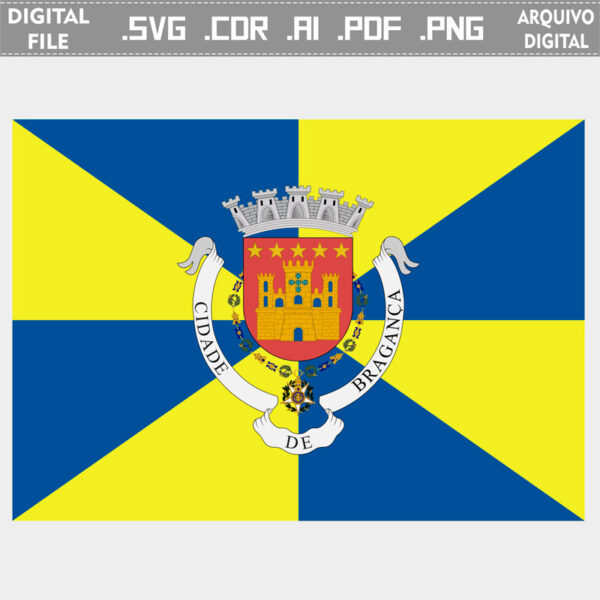 Vector bandeira cidade Bragança brasão flag cdr ai svg pdf png comprar em Portugal