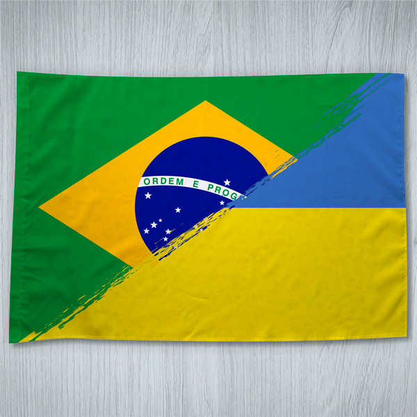 Bandeira Brasil e Ucrânia mesclada 70x100cm comprar