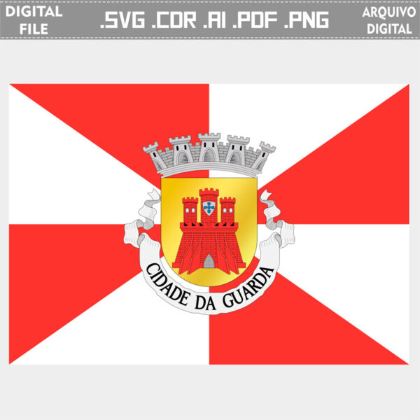 Vector bandeira cidade Guarda brasão flag cdr ai svg pdf png comprar em Portugal